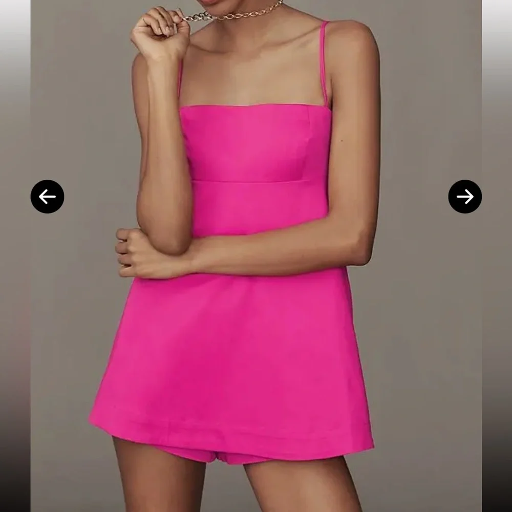 Anthropologie Pink Square Neck Peplum Romper NWT SIZE 2 - Picture 4 of 11